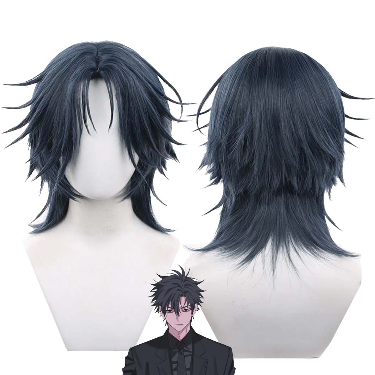 Anime Cosplay Blue Hair - باروكة تنكرية للرجال من أنمي لينك