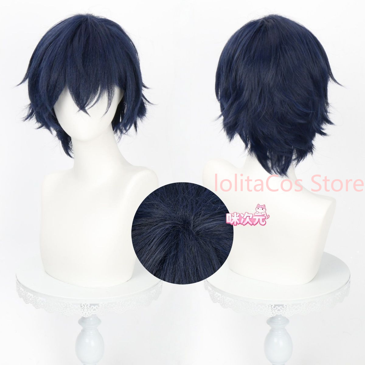 شعر مستعار قصير أزرق داكن خاص  - مراجعة Anime Cosplay Blue Hair وسعره