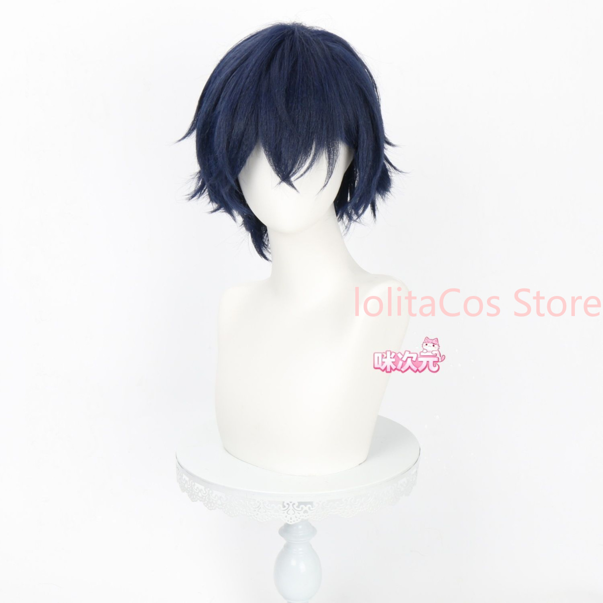 شعر مستعار قصير أزرق داكن خاص  - مراجعة Anime Cosplay Blue Hair وسعره