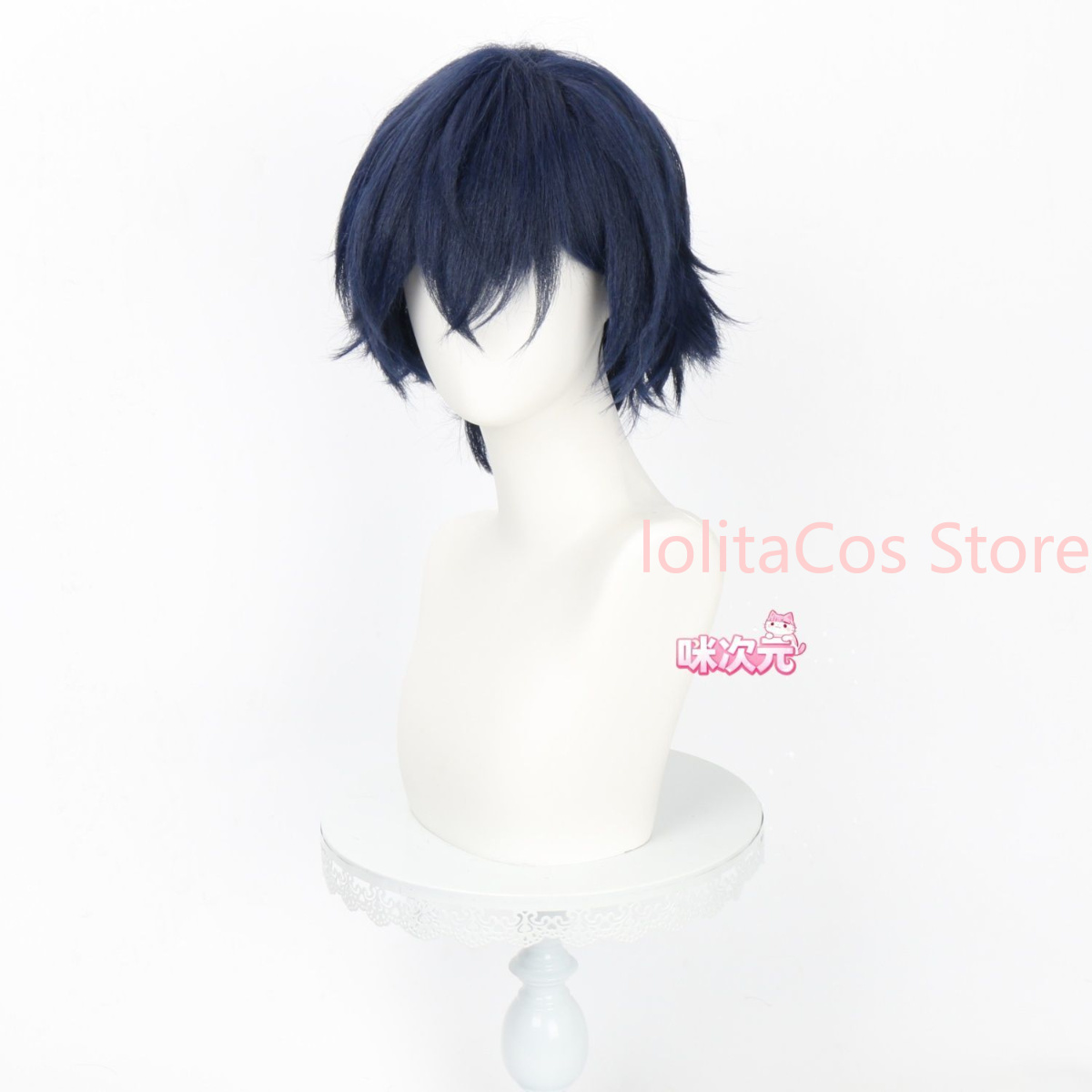 شعر مستعار قصير أزرق داكن خاص  - مراجعة Anime Cosplay Blue Hair وسعره