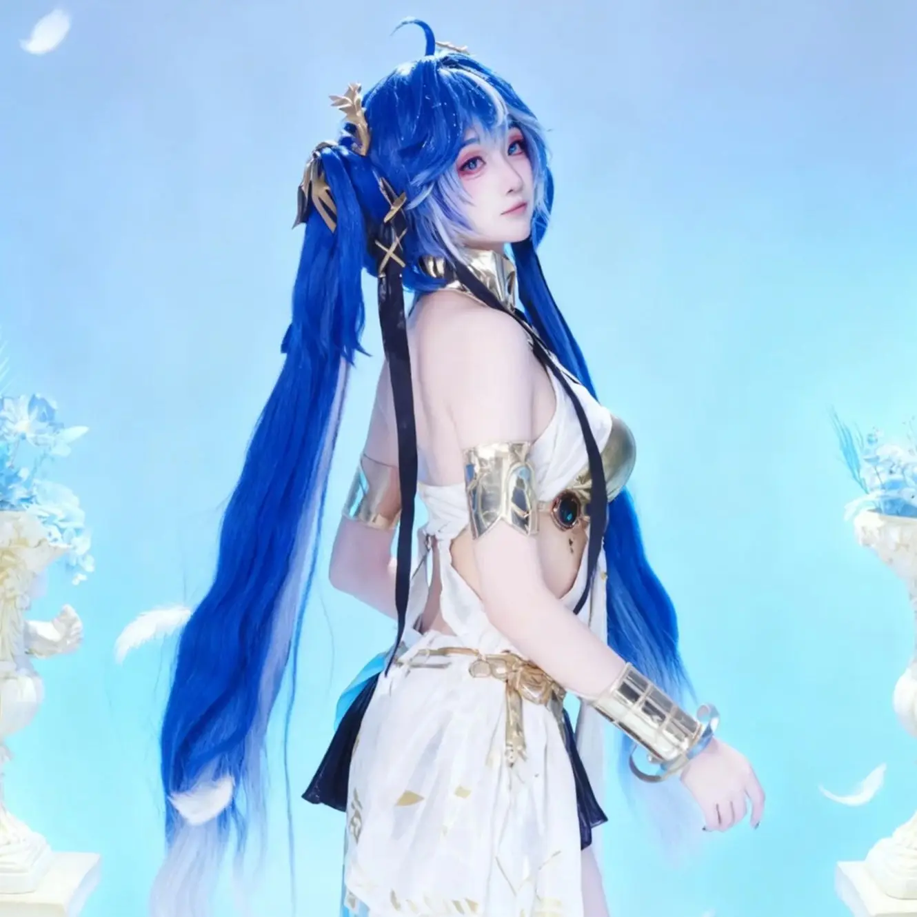 باروكة شعر صناعي طويلة باللون  - مراجعة Anime Cosplay Blue Hair وسعره
